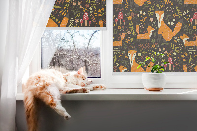 Fabric roller blind Foxes and plants