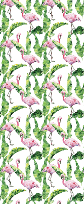 Roller blind for large window Flamingos by the leaves