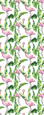 Roller blind for large window Flamingos by the leaves