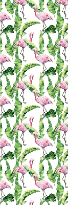 Roller blind for large window Flamingos by the leaves