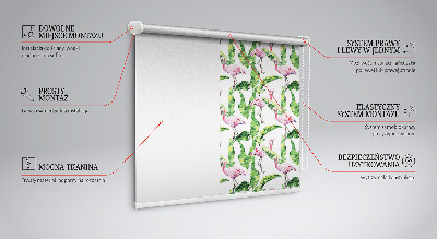 Roller blind for large window Flamingos by the leaves