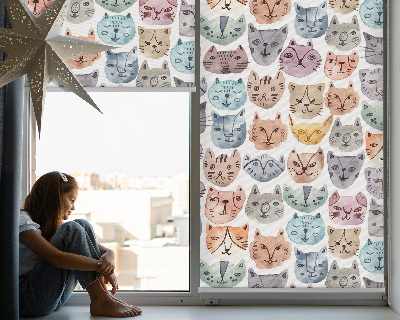 Fabric roller blind Colorful cat faces