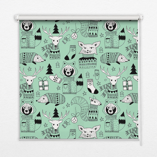 Roller blind for large window Winter animals