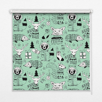 Roller blind for large window Winter animals