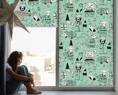 Roller blind for large window Winter animals
