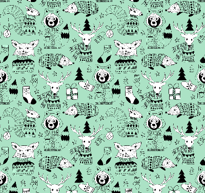 Roller blind for large window Winter animals