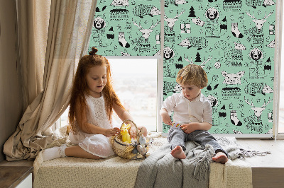 Roller blind for large window Winter animals