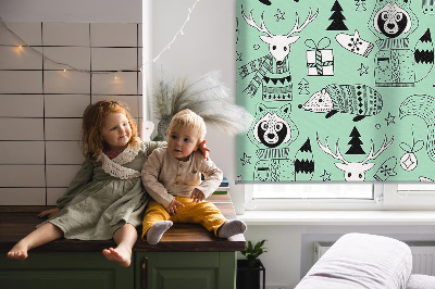 Roller blind for large window Winter animals