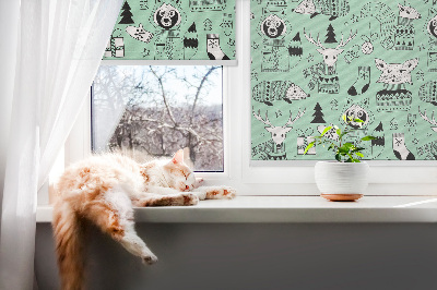 Roller blind for large window Winter animals