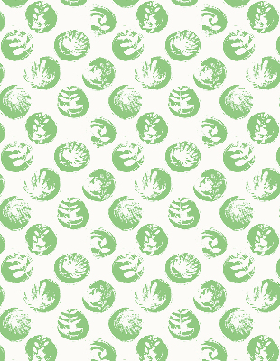 Fabric roller blind Plants reflected on green circles