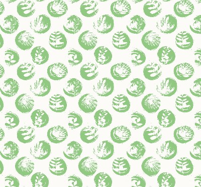 Fabric roller blind Plants reflected on green circles