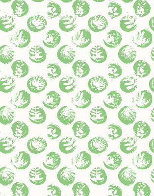 Fabric roller blind Plants reflected on green circles