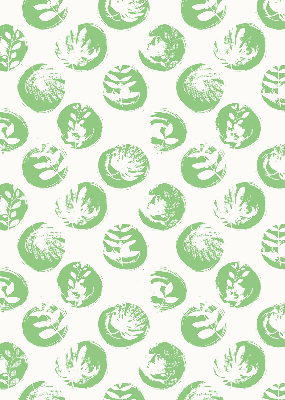 Fabric roller blind Plants reflected on green circles