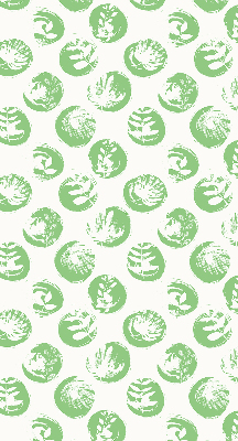 Fabric roller blind Plants reflected on green circles
