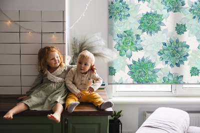 Modern roller blind Green flowers