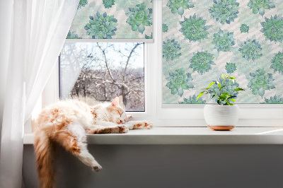 Modern roller blind Green flowers