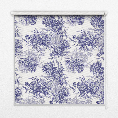Roller blind for large window Blue bouquet