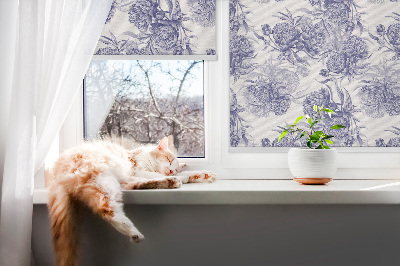 Roller blind for large window Blue bouquet