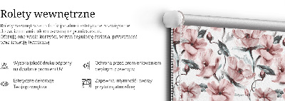 Fabric roller blind Pink flowers
