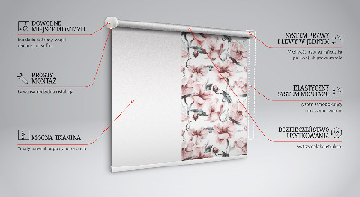 Fabric roller blind Pink flowers