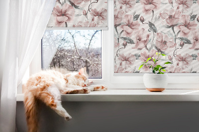 Fabric roller blind Pink flowers