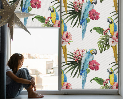 Roller blind for large window Parrot on flowers