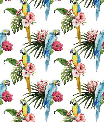 Roller blind for large window Parrot on flowers