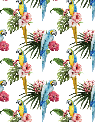 Roller blind for large window Parrot on flowers