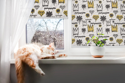 Fabric roller blind Drawn flowers