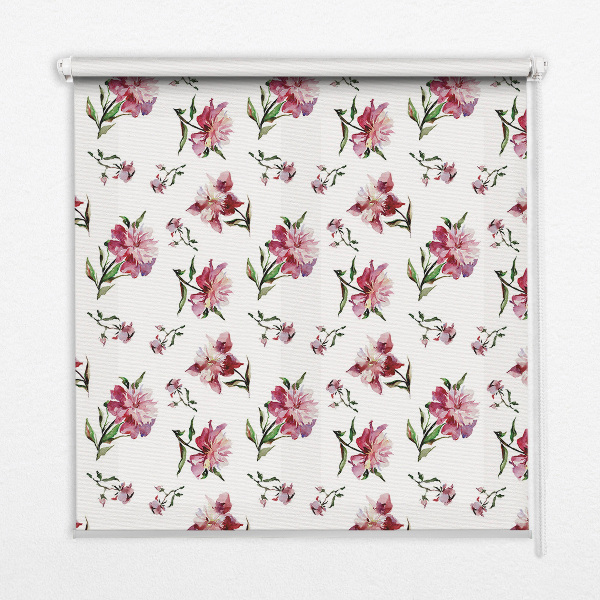 Roller blind for large window Pink flower