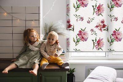 Roller blind for large window Pink flower