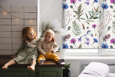 Fabric roller blind Colorful flowers
