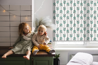 Roller blind for large window Small colorful fir trees