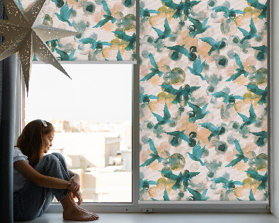 Modern roller blind Birds and colorful spots