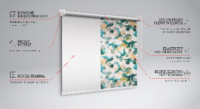 Modern roller blind Birds and colorful spots