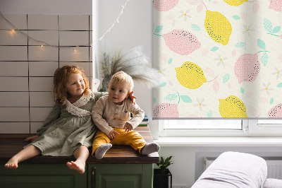 Roller blind for large window Pink and yellow lemons