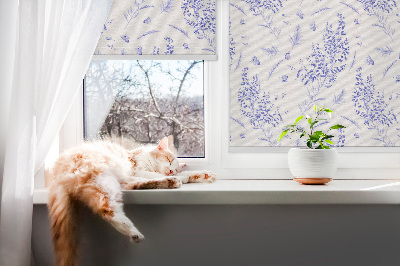 Fabric roller blind Purple plants