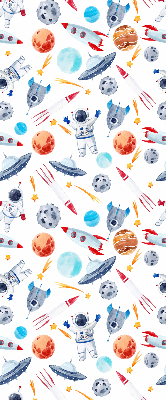 Modern roller blind Rockets, cosmonauts, planets and UFOs