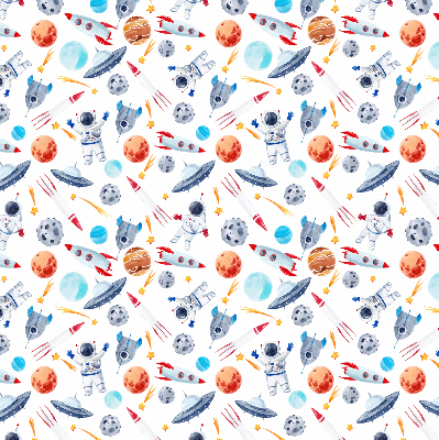 Modern roller blind Rockets, cosmonauts, planets and UFOs