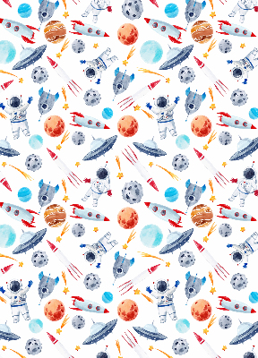 Modern roller blind Rockets, cosmonauts, planets and UFOs