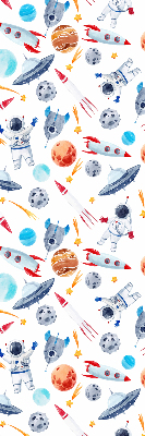 Modern roller blind Rockets, cosmonauts, planets and UFOs