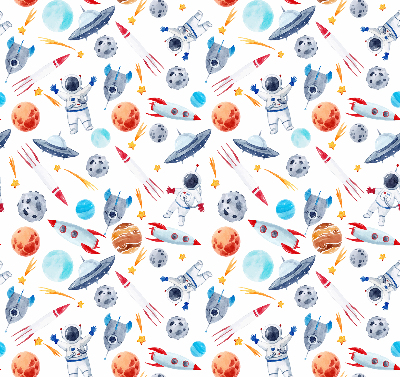 Modern roller blind Rockets, cosmonauts, planets and UFOs