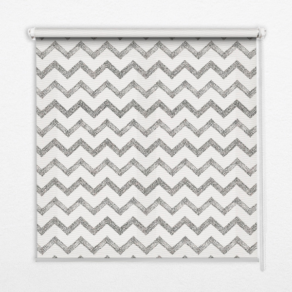 Roller blind for large window Gray horizontal zigzags