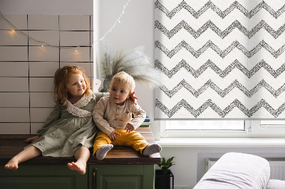 Roller blind for large window Gray horizontal zigzags