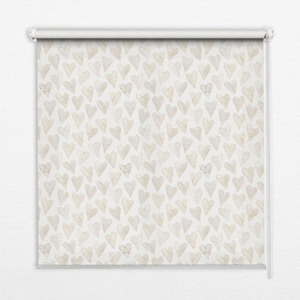 Modern roller blind Beige hearts