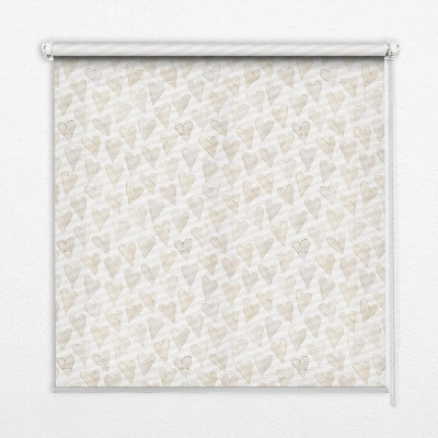Modern roller blind Beige hearts