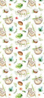 Fabric roller blind Sloths and plants