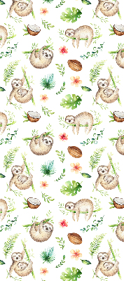 Fabric roller blind Sloths and plants