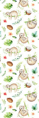 Fabric roller blind Sloths and plants