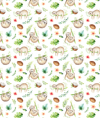 Fabric roller blind Sloths and plants